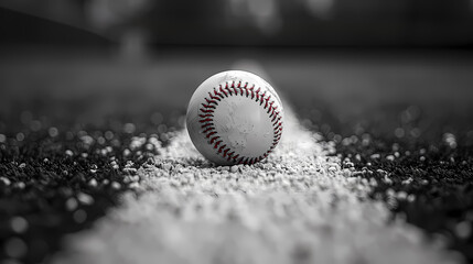 Baseball on the Infield Chalk Line 