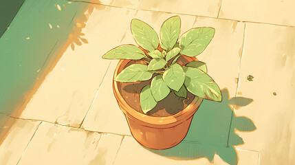 Potted ornamental plants 2D illustration