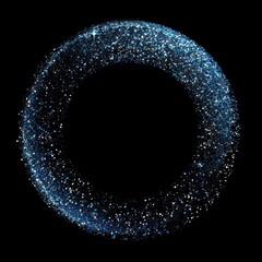 Black Circle Background. Abstract Dark Space with Glittering Stars and Moonlight