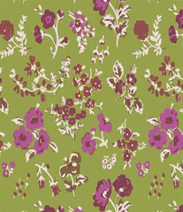 big flowers pattern , tropical floral, small flowers , flowers with leavers . vector illustration