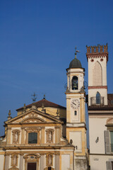 Gaggiano, Milan Italy: exterior of historic houses along the Naviglio Grande