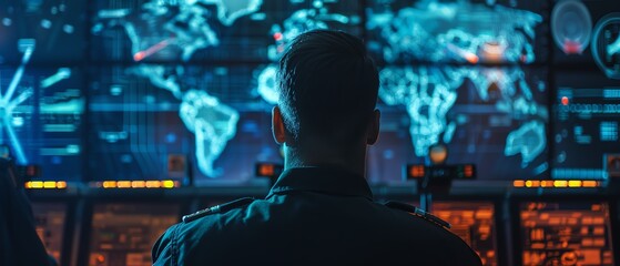 An air force officer briefing pilots with a flight plan, close up, strategy theme, realistic, Composite, a command room as backdrop