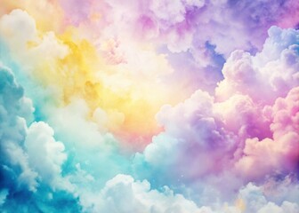 clouds in dreamy purple pink yellow blue cyan pastel hues for background