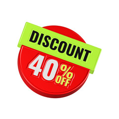 Sale discount 40 percent 3d red color
