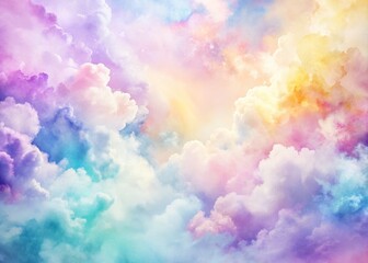 clouds in dreamy purple pink yellow blue cyan pastel hues for background