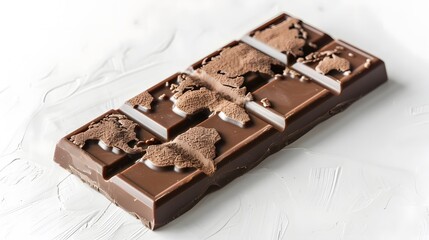 Chocolate bar with a world map on it isolated on a white background