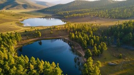 Beautiful lake around the green grass UHD wallpaper