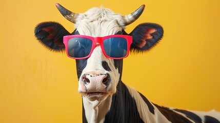 Funky cow wearing sunglasses, representing creativity and fun in advertising