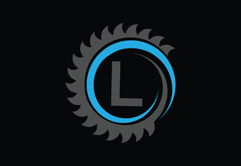 Sawmill emblem logo vector for carpentry,with latter L