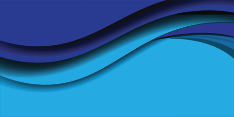 Vector blue line background curve element with black space for text and message design, overlapping layers