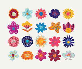 Colorful Flower Clipart Collection Stock Vector