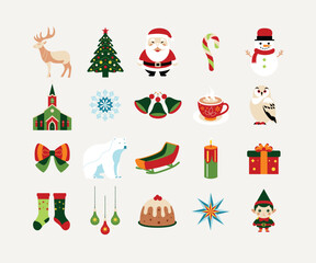 Christmas Icons Collection Stock Vector