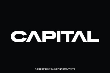 Modern strong bold capital alphabet display font vector illustration