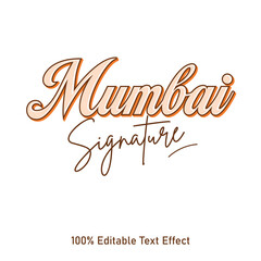 Mumbai text effect vector. Editable college t-shirt design printable text effect vector