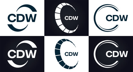 CDW logo. C D W design. White CDW letter. CDW, C D W letter logo design. C D W letter logo design in FIVE, FOUR, THREE, style. letter logo set in one artboard. C D W letter logo vector design.