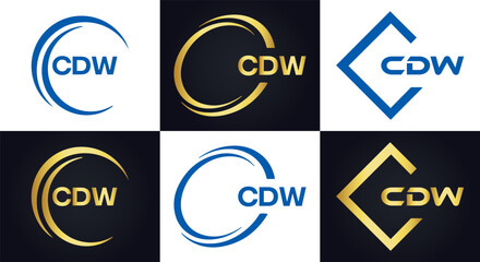 CDW logo. C D W design. White CDW letter. CDW, C D W letter logo design. C D W letter logo design in FIVE, FOUR, THREE, style. letter logo set in one artboard. C D W letter logo vector design.
