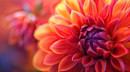 Macro photography of vibrant color dahlia flower as a creative abstract background  