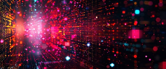 Fototapeta premium Technology Abstract, Ai Algorithm Grids, Technology Abstract Background