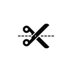 Vector icon of scissors representing cut here, emphasizing precision cutting