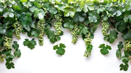 Isolated Fresh Grapevine Border for Natural and Rustic Design Projects