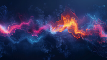 Abstract digital art depicting weather radar patterns with vibrant colors and swirling shapes, representing atmospheric data in a visually dynamic manner.