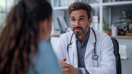Compassionate Male Doctor Discussing Health Concerns with Female Patient