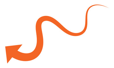 Curved orange arrow spiral sign symbol icon element shape  isolated on white and black background. flat style. arrow icon for your web site design, logo, app, UI. arrow indicated the direction symbol.