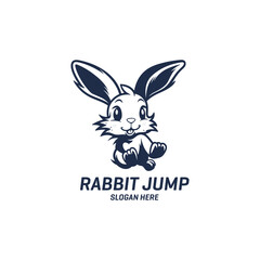 Jumping rabbit logo vector illustration