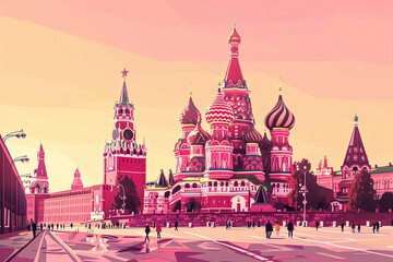 Fototapeta premium Russian Splendor - Red Square Illustration