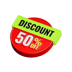 50 percent off discount sale 3d red color