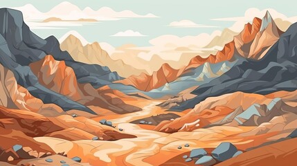 rocky terrain flat design top view mountain theme cartoon drawing Analogous Color Scheme