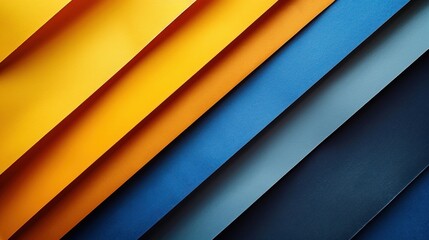 Obraz premium Abstract color papers geometry flat lay composition background with blue and yellow tones.