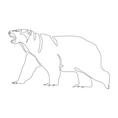 Polar bear silhouette. Simple icon. Flat style element for graphic design. Continuous line minimalistic design