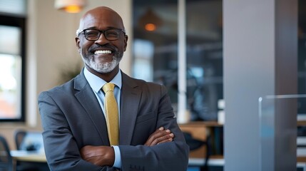 Smiling businessman in an office