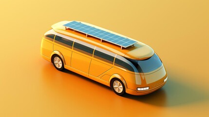 solarpowered vehicle flat design top view ecofriendly transport theme 3D render Complementary Color Scheme