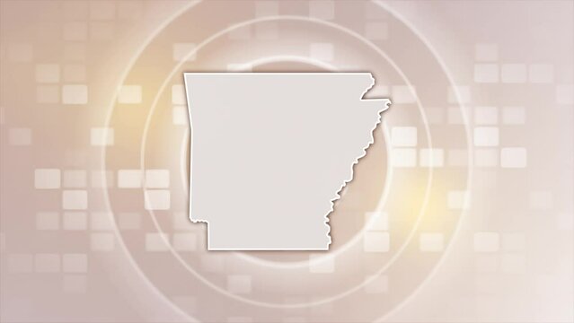 Arkansas State (USA) Animated Map on Minimal Background, Multi Purpose Background with Ripples and Boxes with 3D Arkansas State Map, Useful for Politics, Elections, Travel, News and Sports Events