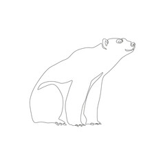 Polar bear silhouette. Simple icon. Flat style element for graphic design. Continuous line minimalistic design