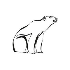 Polar bear silhouette. Simple icon. Flat style element for graphic design. Continuous line minimalistic design