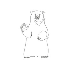 Polar bear silhouette. Simple icon. Flat style element for graphic design. Continuous line minimalistic design