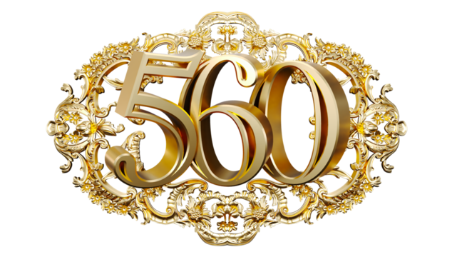 golden number five hundred sixty in the center of Decorative golden vintage frames, number 560