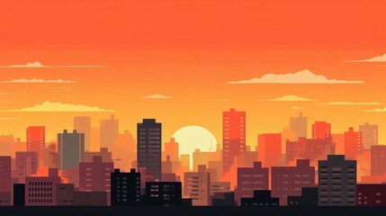 urban heat island flat design top view city warming theme animation Triadic Color Scheme