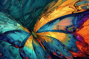 Vibrant digital artwork of butterfly wings, symbolizing transformation