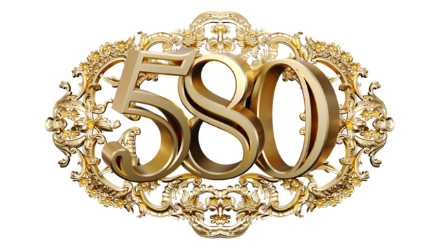 golden number five hundred eighty in the center of Decorative golden vintage frames, number 580