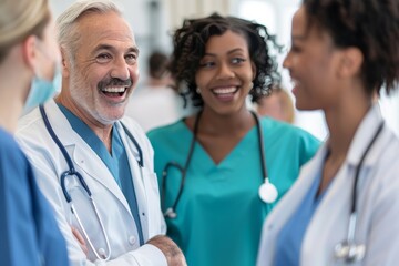 Fototapeta premium Joyful doctors uniting in pursuit of excellence