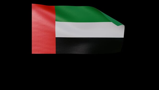 united arab emirates flag 4k 3d render of a waving nation emirati banner fluttering in the wind symbolises the country with transparent alpha channel mask for free space and isolated background no fla