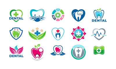 a collection of logos for dental care and health care.