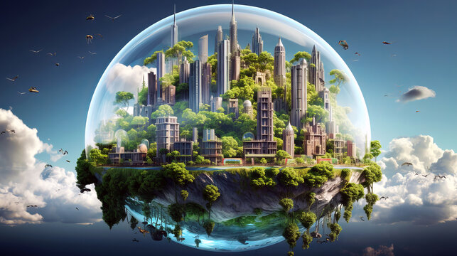 Greenhouse effect and global warming concept. Global climate change illustration.