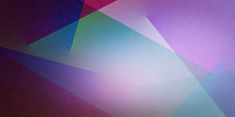 Colorful geometric shapes lines vectors on a grainy ultra-wide pixel background with multicolored dark mix blue azure pink purple neon green turquoise gradient. For design banners wallpapers templates