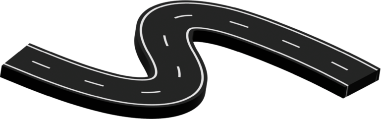 Curved road with white markings, route, street, highway