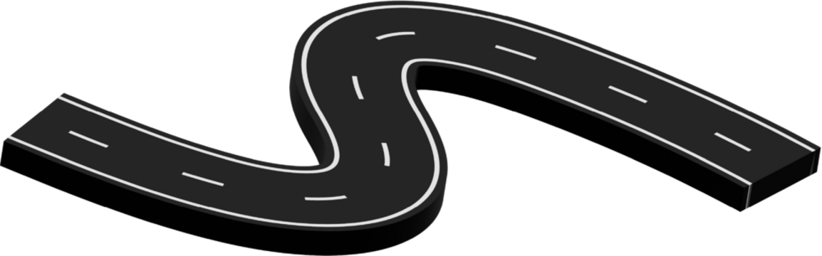 Curved road with white markings, route, street, highway